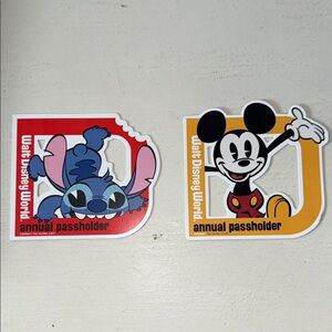Disney World Passholder Stickers with Stitch and Mickey